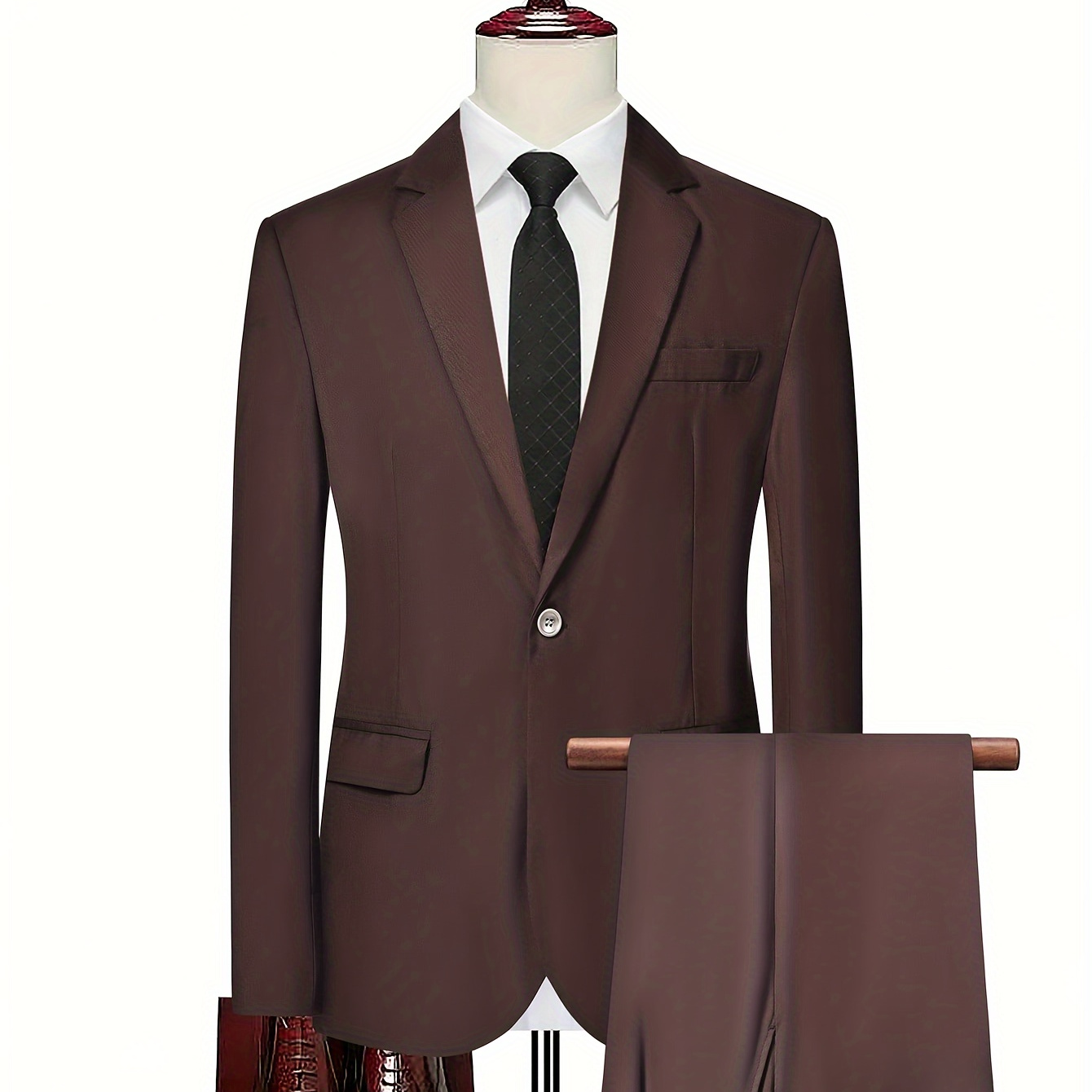 Chic Men's Retro Suit Jacket Dress Pants Suit Set Business - Temu