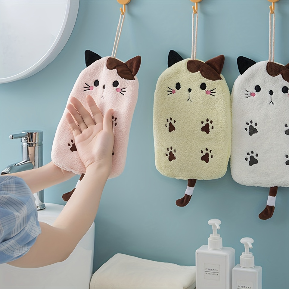 Hand Towels Cute Black Cat Dishcloth Modern Simple Style - Temu