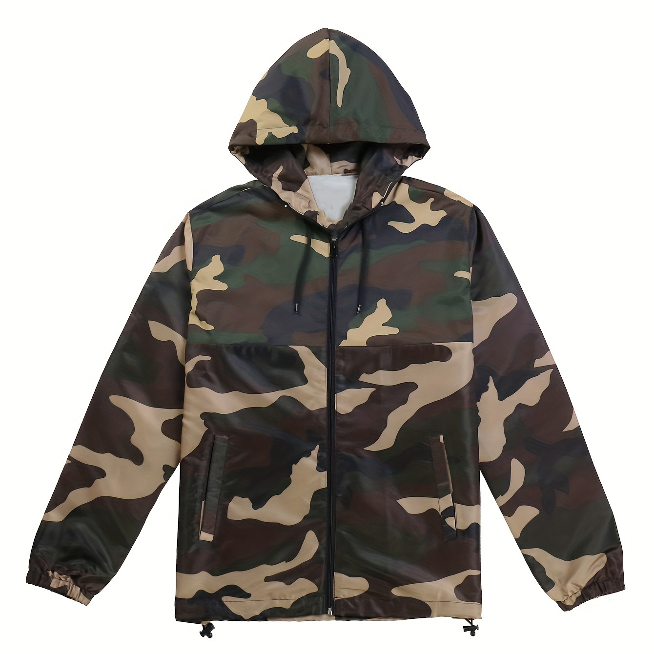 

Men's Fashion Casual Camouflage Jacket, Hooded With Elastic Cuffs Design, Four-season Wear