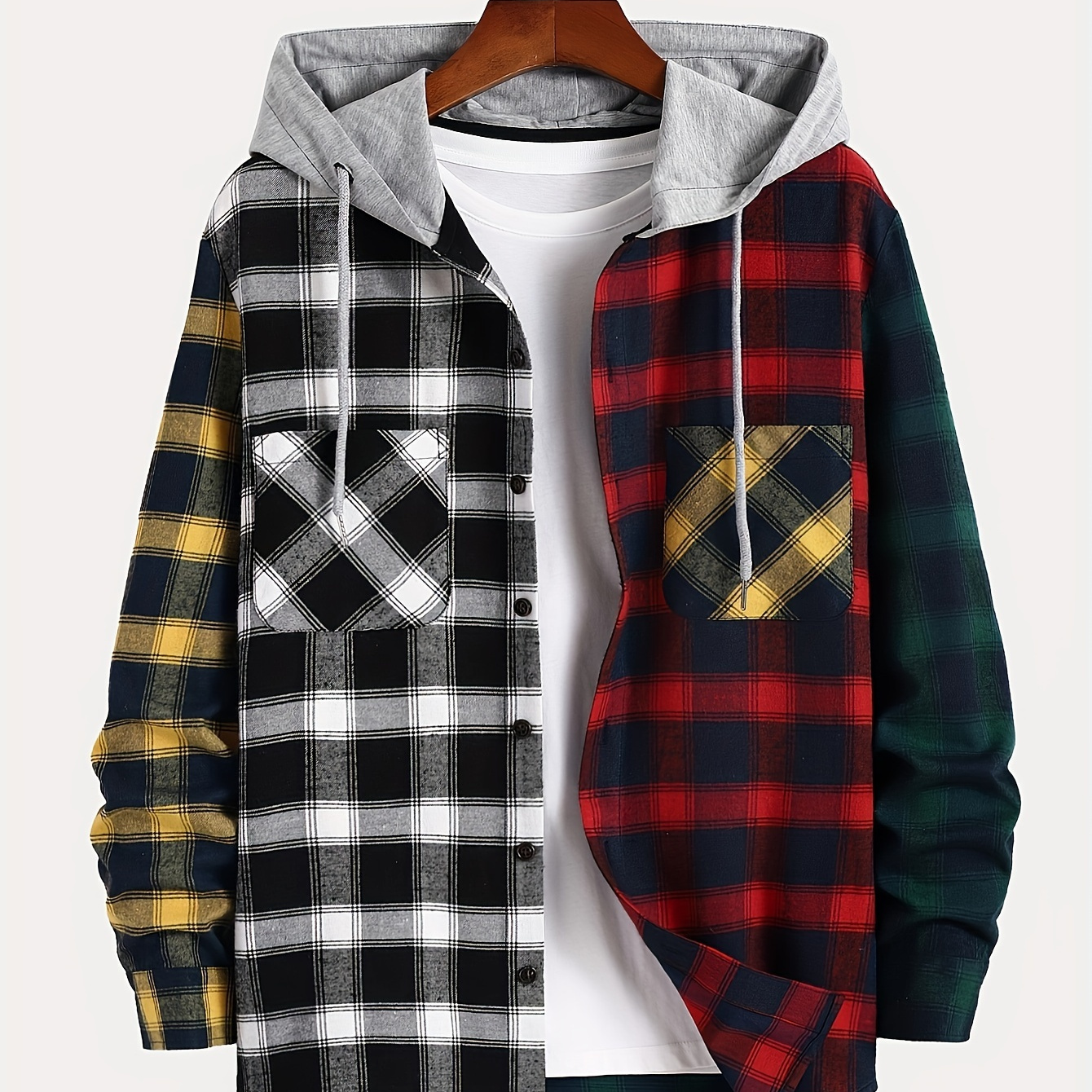 

Casual Hoodie For Men - 100% Polyester Hooded Sweatshirt With Drawstring And Pocket Detail, Non-stretch Woven Fabric, Spring/fall