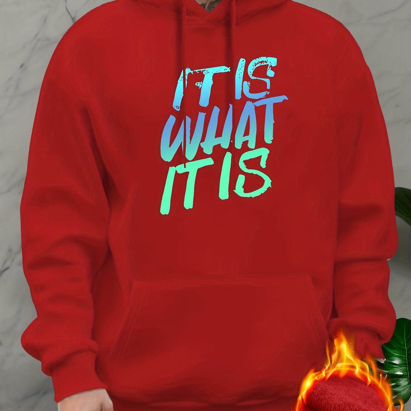 

''it Is What It Is'' Print Hoodies For Men, Graphic Hoodie With Kangaroo Pocket, Comfy Loose Trendy Hooded Pullover, Mens Clothing For Autumn Winter