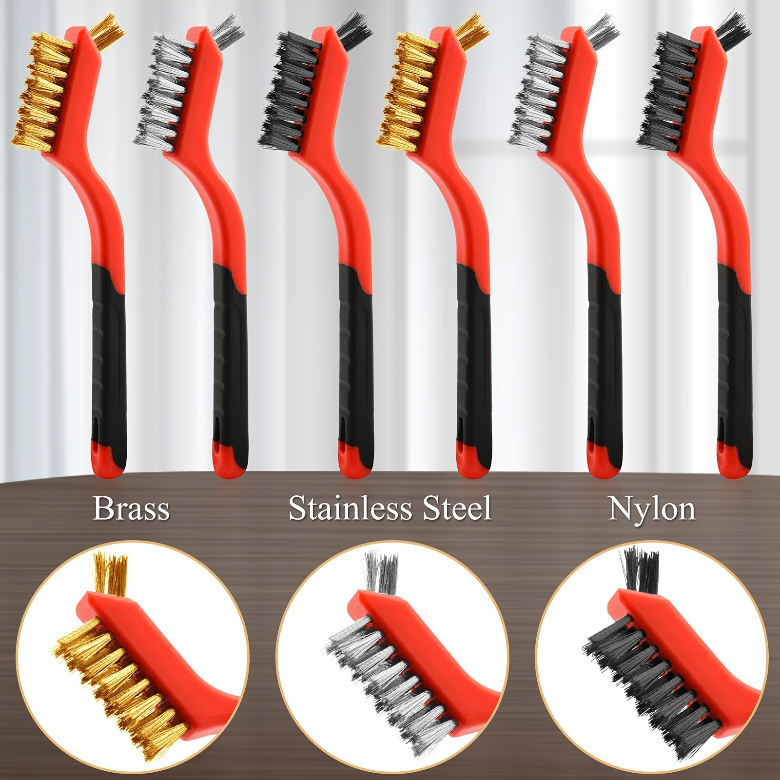 6pcs Small Wire Brushes Set For Cleaning Metal Brushes Brass Wire