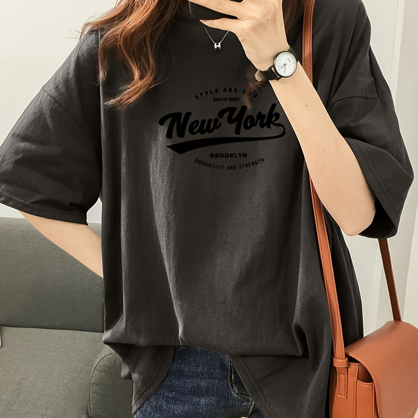 

Letter Print Crew Neck T-shirt, Casual Short Sleeve T-shirt For Spring & Summer, Women's Clothing