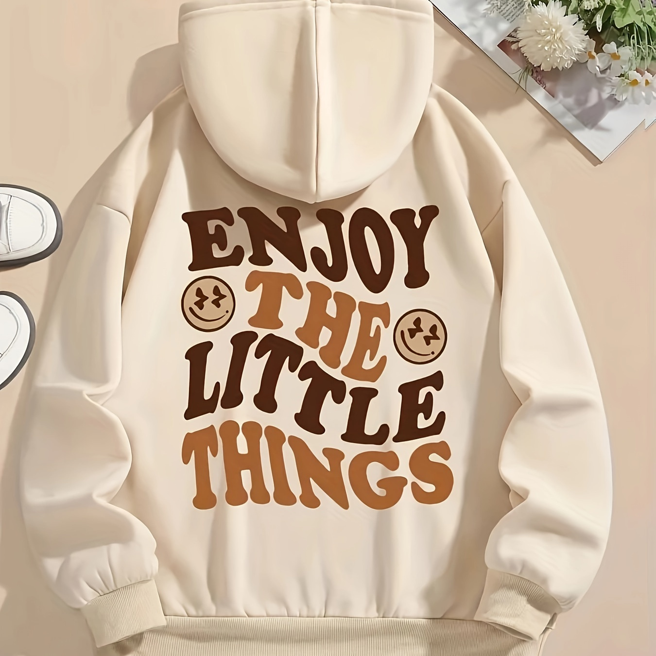 

Dégagé Sweat à capuche en polyester avec d'alphabet et graphiques, pull à capuche avec poche , tissu tricoté, manches longues pour /hiver