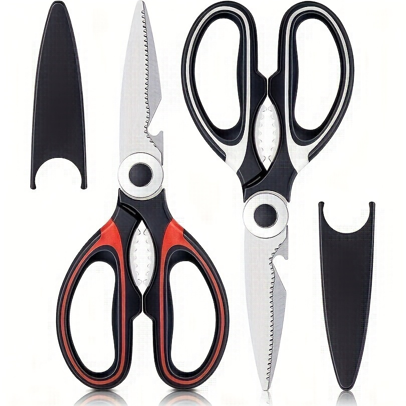 

2 Pack Heavy Duty Kitchen Scissors - Dishwasher Safe Meat, Poultry, And General Purpose Scissors - Stainless Steel Utility Scissors (black Red, Black Gray)