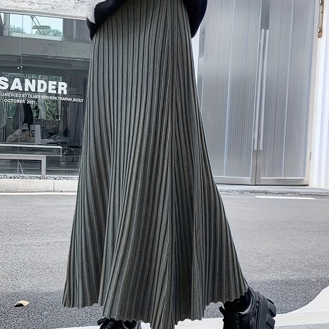 

1pc Hem Polyester Pleated , Long For Women, , Regular Fit, No , For /summer/fall