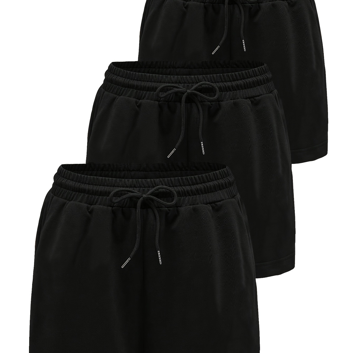 

3pcs Women's Plus Size Solid Sports Shorts, Y2k Style, Comfortable & Fashionable, Suitable For Sports & Daily Life