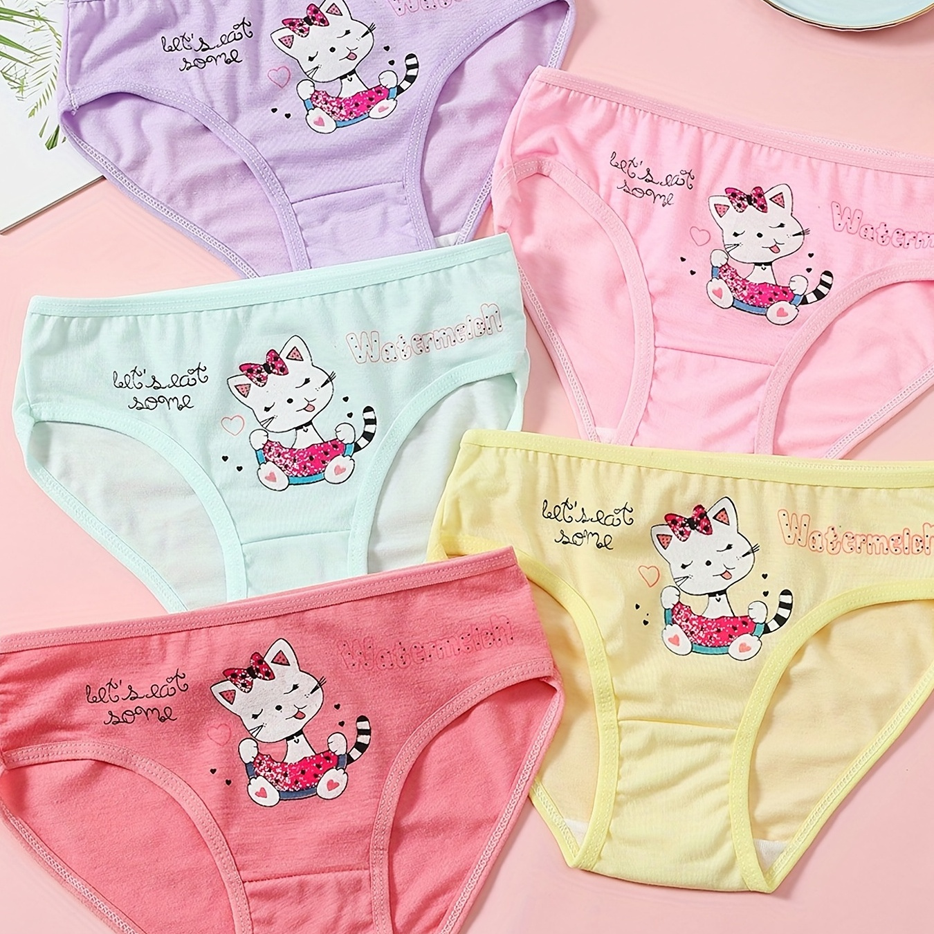 2pcs Girl's Cartoon Fruit Decor Briefs, Comfy Cotton Panties, Kid's  Underwear For 7-16Y