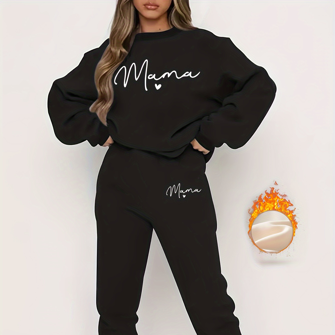 

New Autumn And Winter Women's Sweatshirt Set Print Letters And A Round Neck.