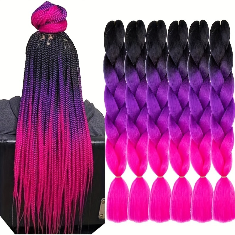 

1pc 24 Inch Long Jumbo Braiding Hair Extension Ombre Color Synthetic Jumbo Braids Hair For Twist Crochet Braids Extensions