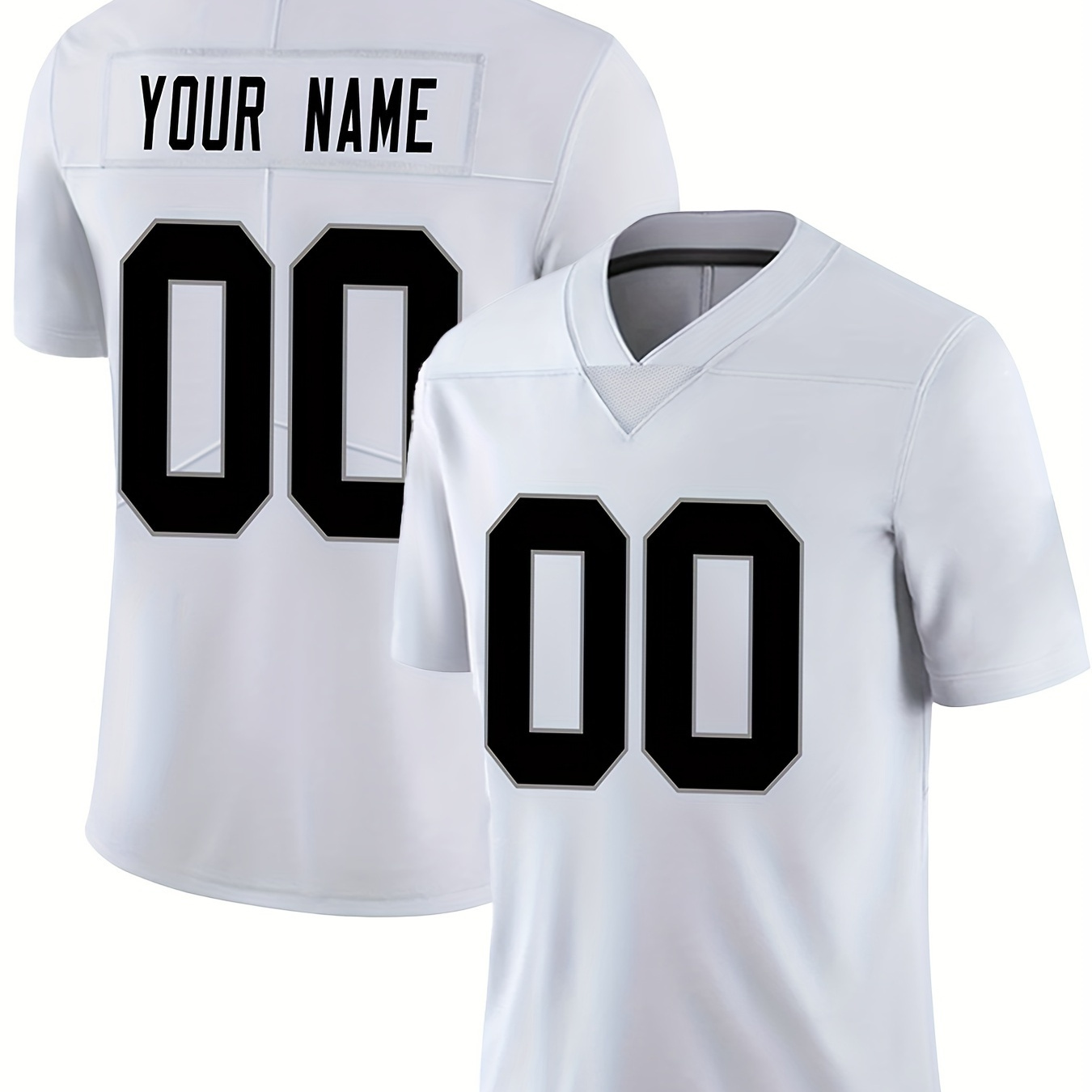 

Customized Name And Number Embroidery Men's Short Sleeve Loose V-neck Rugby Jersey, Outdoor Breathable Uniform For Team Training
