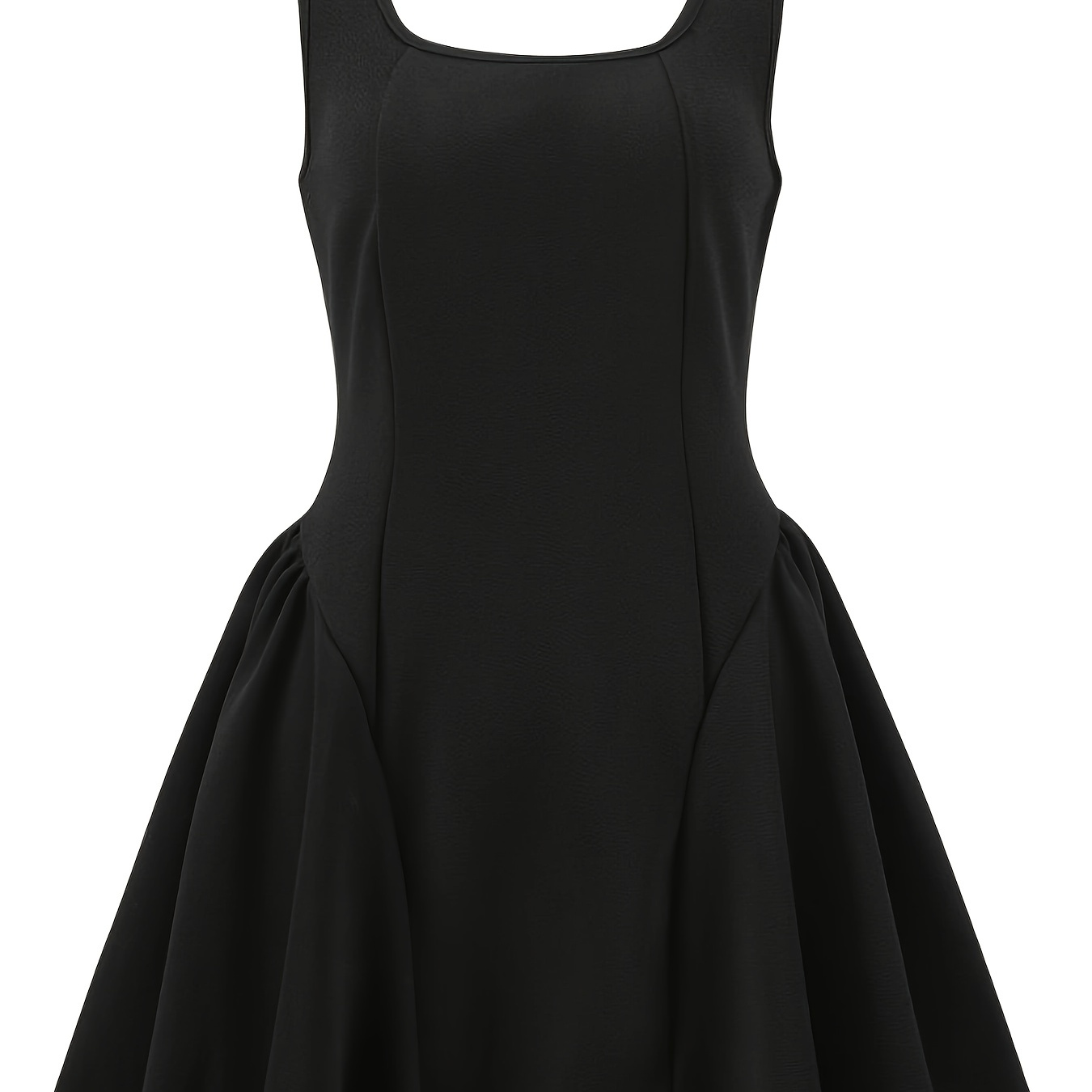 

Robe Élégante pour Femme à Col en V Manches - Mélange de Polyester Extensible, Noir Uni, Jupe Évasée, Lavable en Machine, Tissu Tricoté Toutes