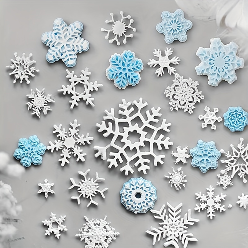 2 Pieces 3D Snowflake Fondant Mold Christmas Snowflake Silicone Cake Candy  Mold for Cake Cupcake Polymer Clay Crafting Project (Gray White)