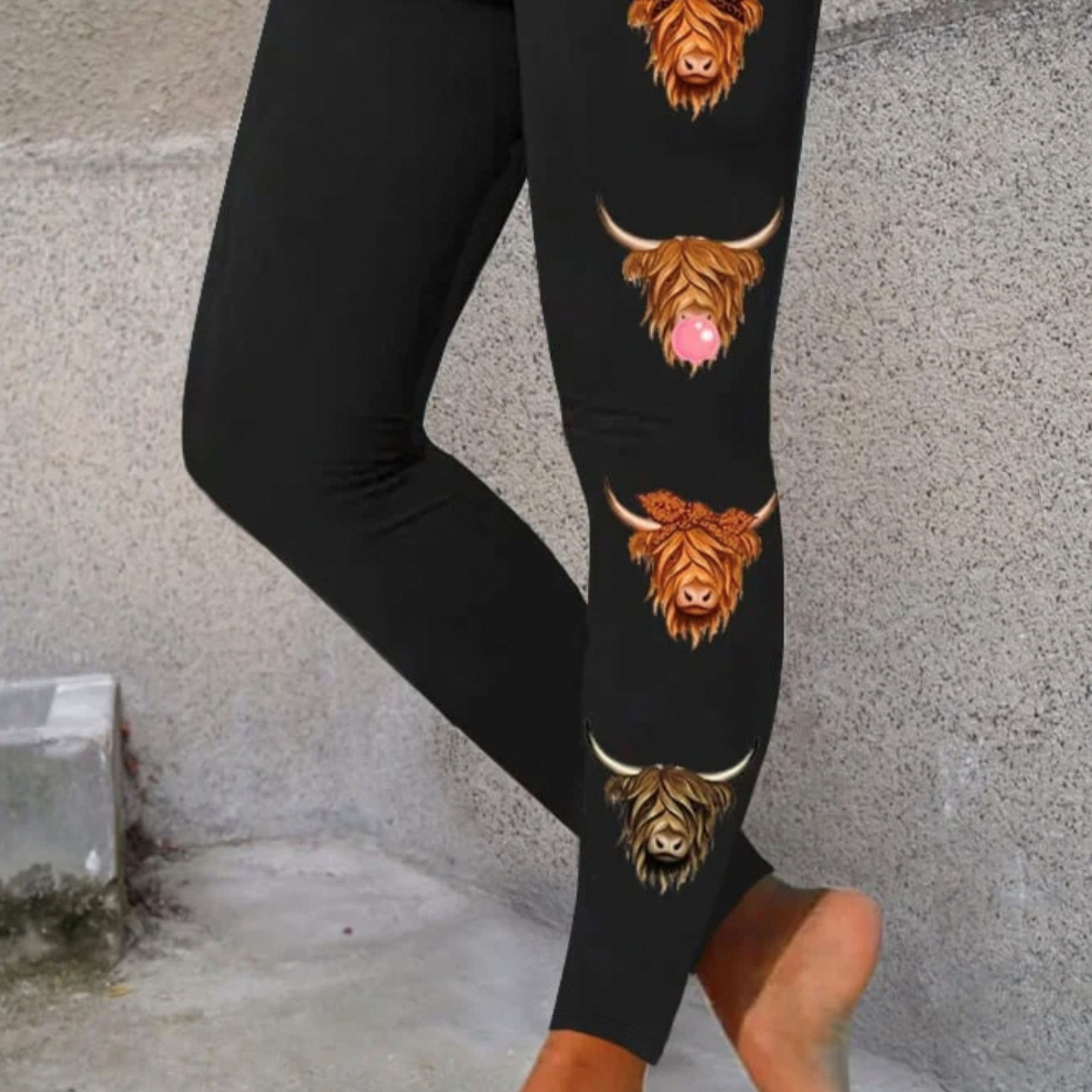 

Cow Print Leggings, High Waist Skinny Casual Leggings, Women's Clothing