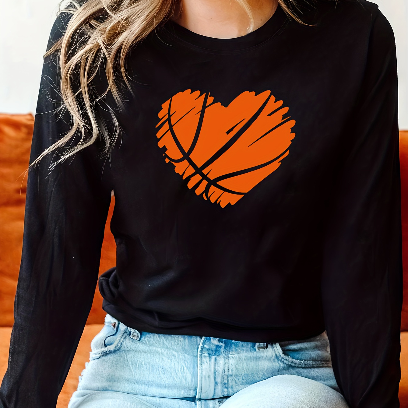 

Neck T-shirt, Casual Long Sleeve Top For Spring & Fall, Women's Clothing