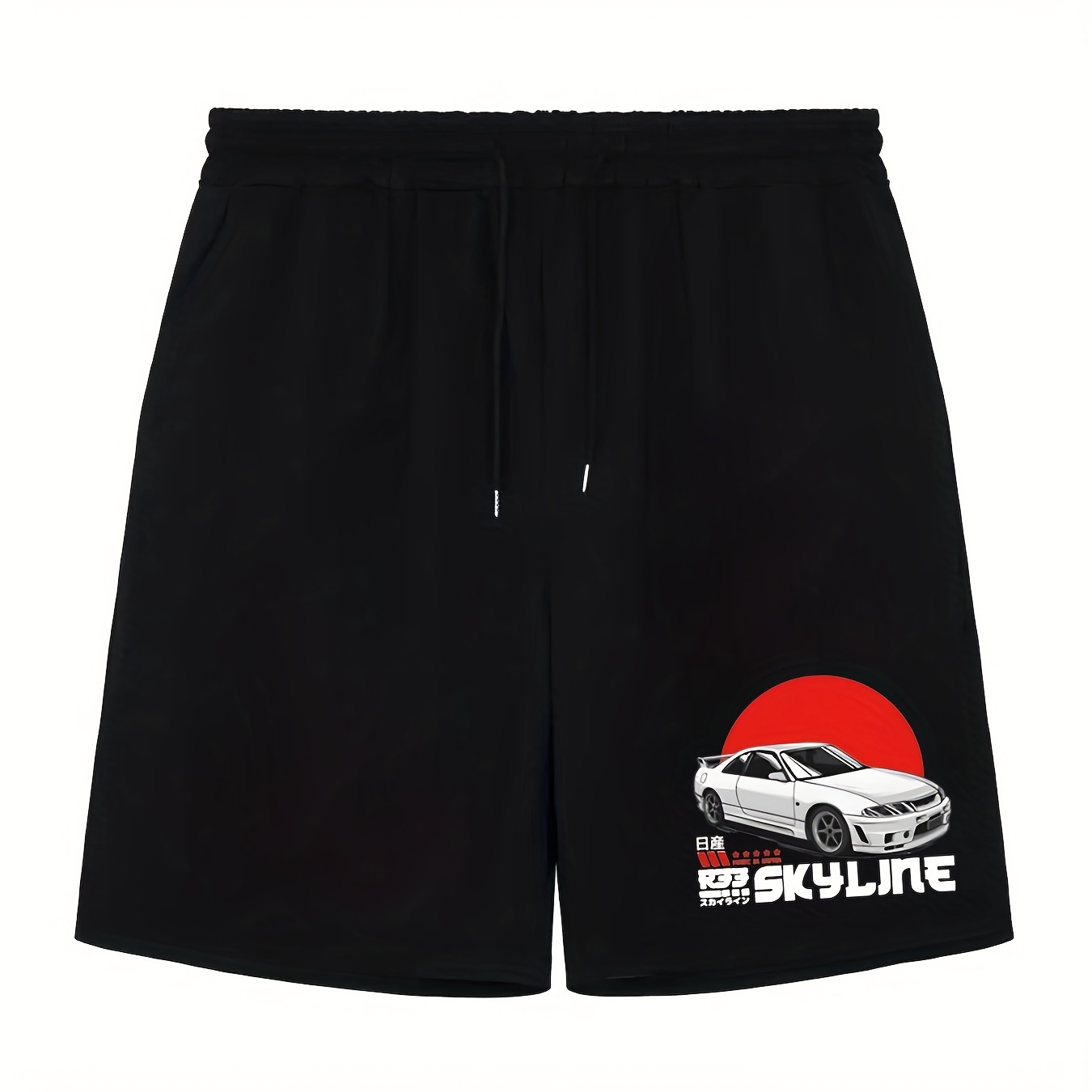 

Skyline Comfy Drawstring Shorts, Men's Casual Slightly Stretch Elastic Waist Shorts For Summer