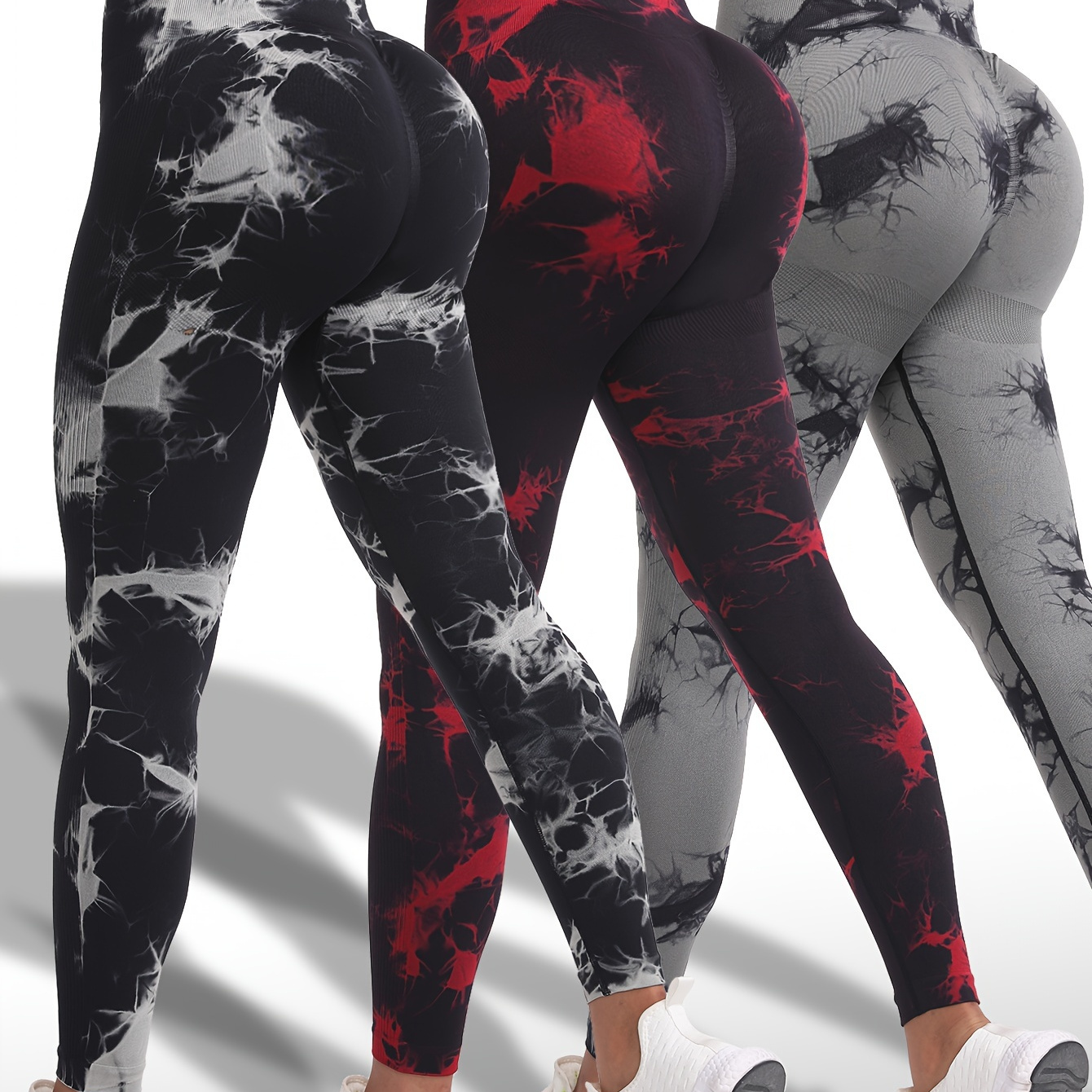 

3 Pack Tie Dye Seamless High Waisted Workout Leggings For Women Scrunch Butt Lifting Yoga Pants