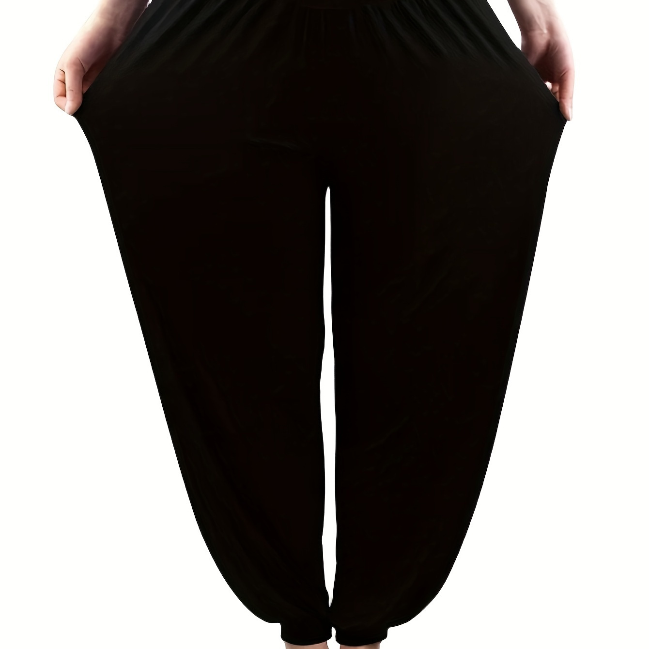 

Plus Size Solid Baggy Jggers, Casual High Waist Pants, Women's Plus Size Clothing