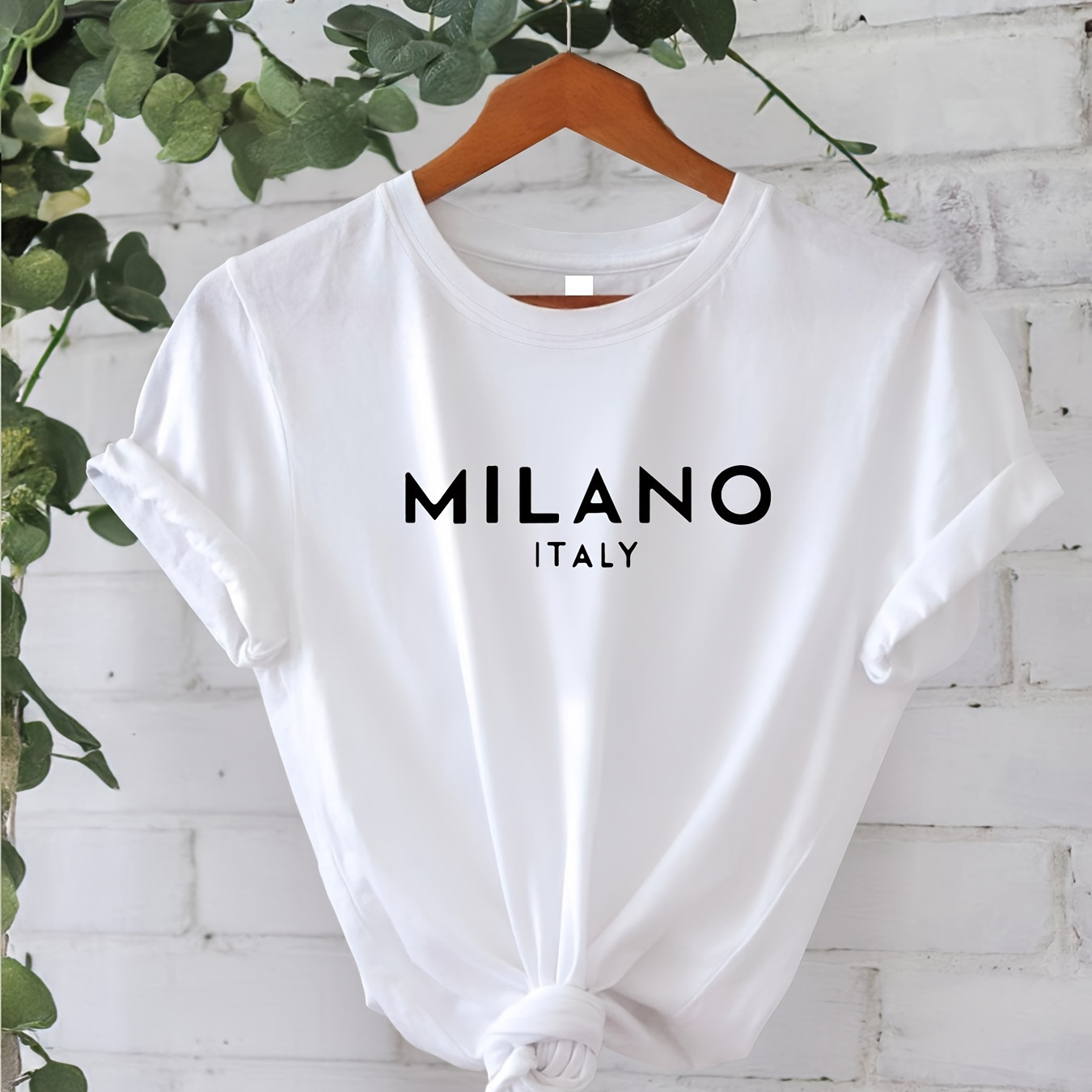 

Letter Print T-shirt, Short Sleeve Crew Neck Casual Top For Summer & Spring, Women's Clothing