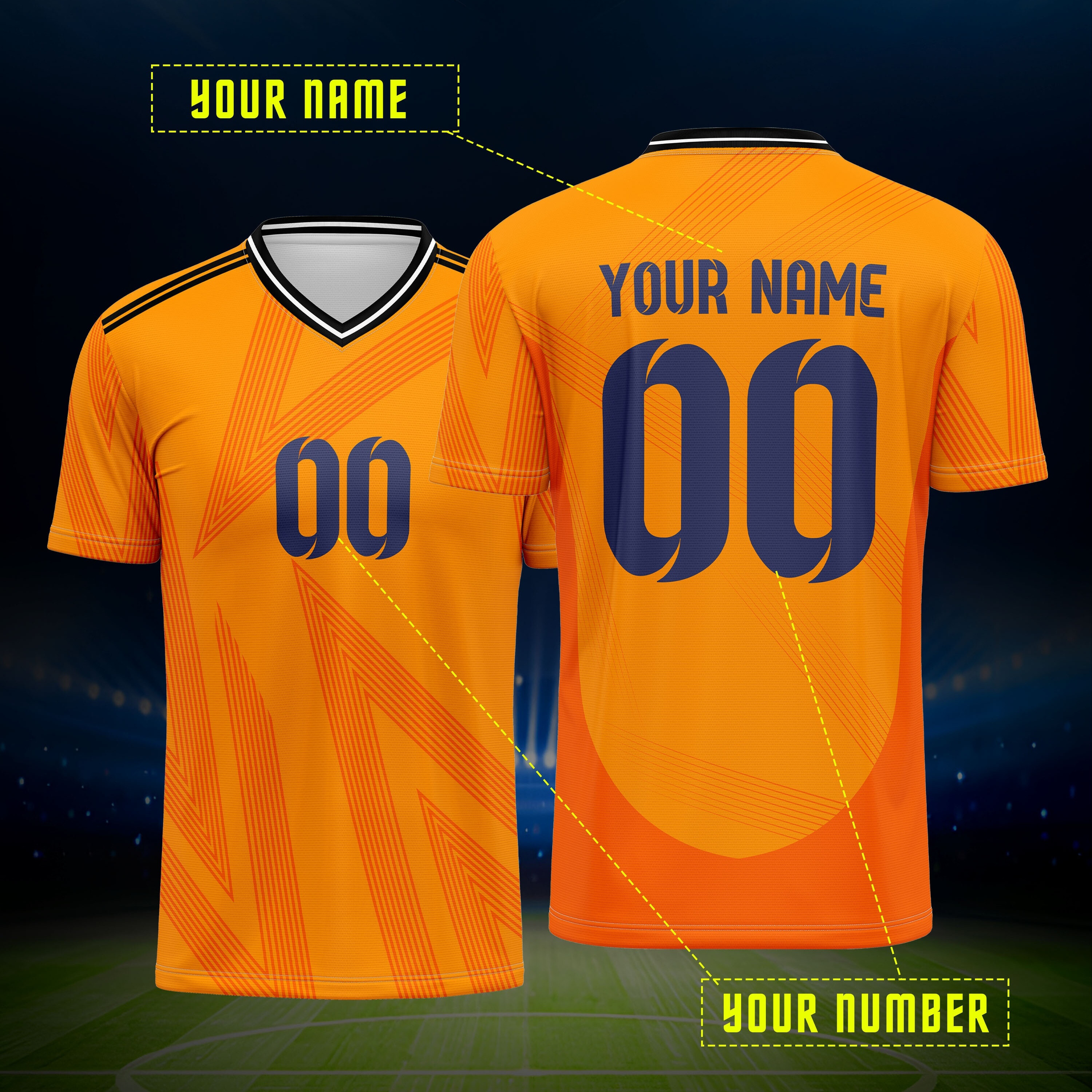 

Sporty Chic, Custom Men's Soccer Jersey - V-neck, Breathable Polyester, Personalized Name & Number Print For Training & Casual Wear, 2024, Club Training, Daily Casual Party ,