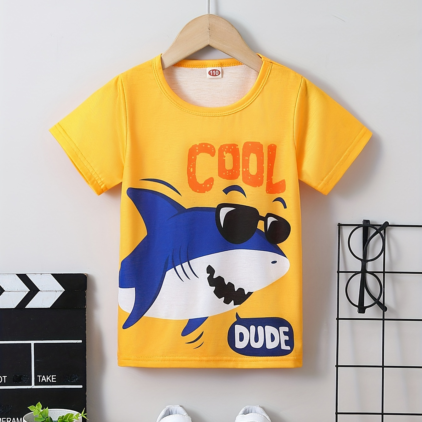 

Cool Shark Print T-shirt, Casual Short Sleeve Creative Versatile Top, Boy's Spring Summer Clothing