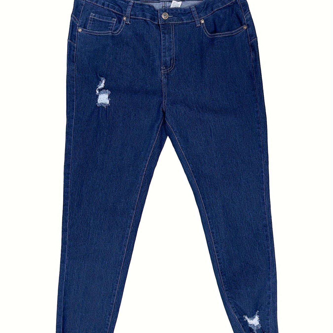 

Women's High-waisted Distressed Skinny Jeans, Denim Pants For Dates, , And Work, Hole, Denim, ,