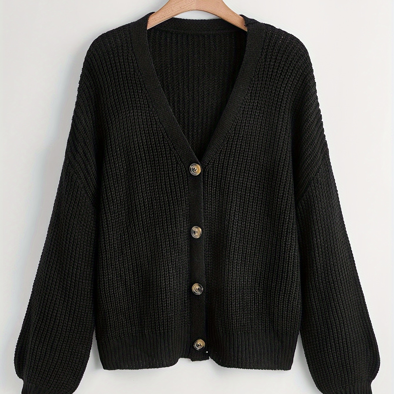 

Cardigan tricoté de couleur unie, décontracté à manches longues et col en V, boutonné sur le devant, pour l'automne et l'hiver, vêtements pour femmes.