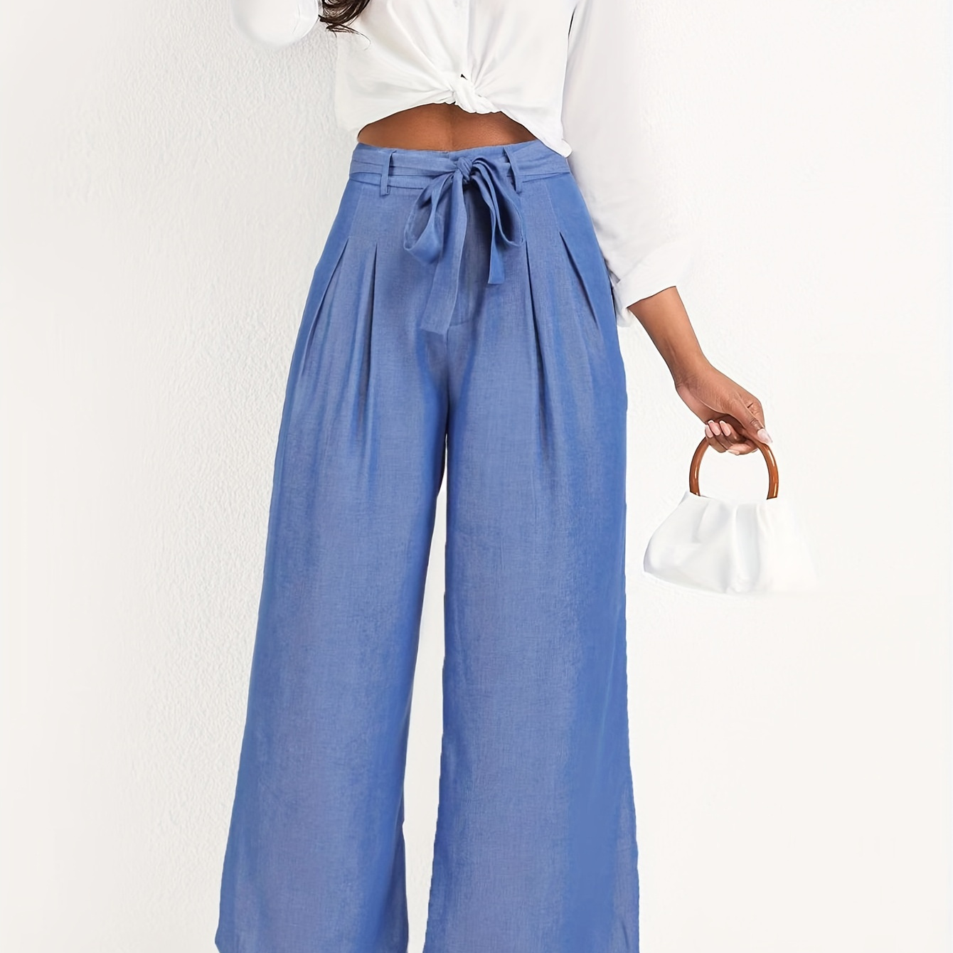 Wide Leg Pants High Waisted Loose Fit Comfy Belted Lounge - Temu