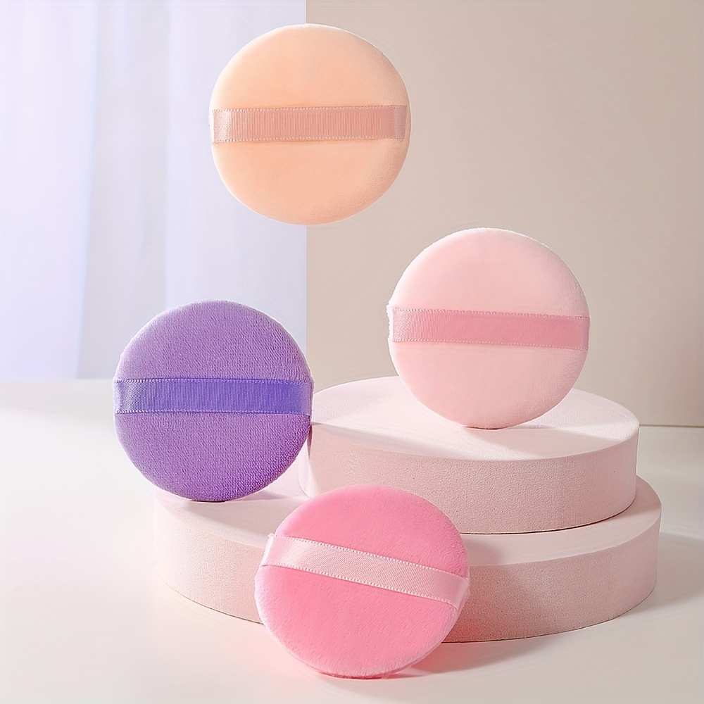 

4pcs Soft Velvet Powder Puffs For Flawless Makeup Application - Perfect For Bb Cream, Liquid Cream, And Loose Powder - 4 Colors Available