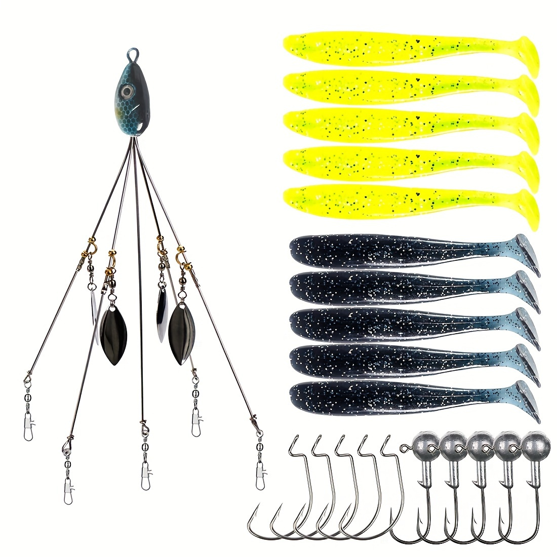 * Fishing Group 22 Pieces Suit Hanging 5 Baits Lure Subgroup Attack Fishing  Group Bait With Sequin Lure Sea Fishing * Bait