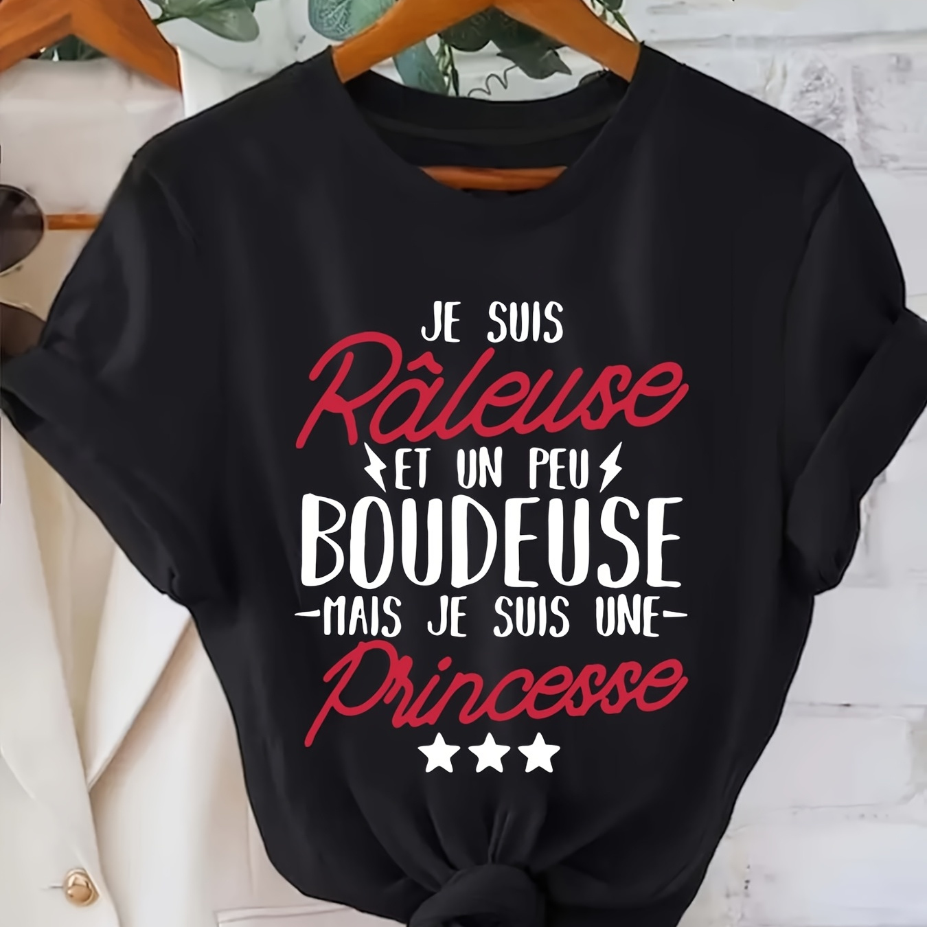 

T-Shirt Décontracté Grande Taille pour Femme, Tissu en 100% Polyester, Imprimé Cartoon, Col Rond et Manches Courtes pour Toutes , Haut de Princesse|Style Ourlet Noué|Tissu Lisse