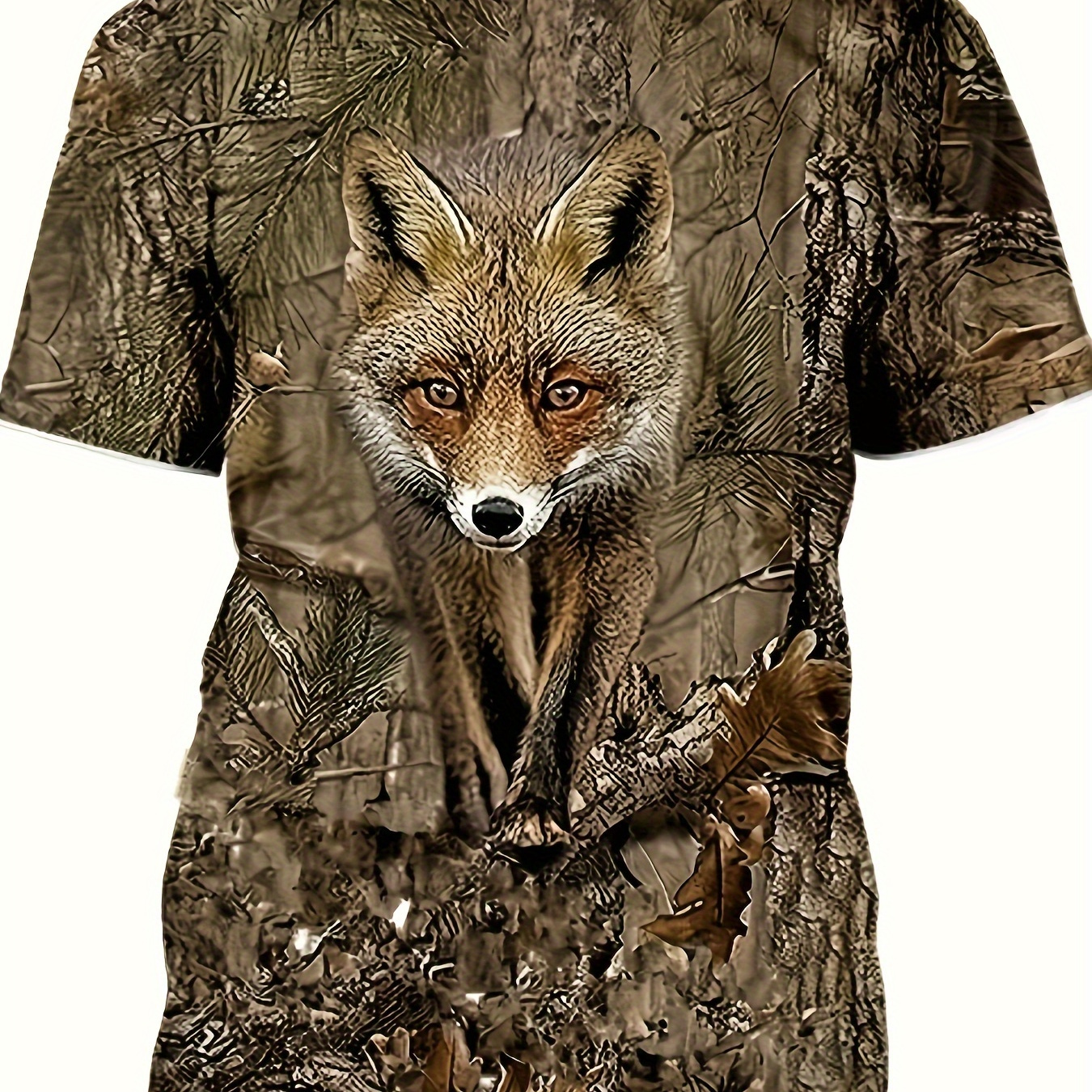 

Men's 3d Fox Graphic Print T-shirt, Fashion Casual Short Sleeve Tees For Summer
