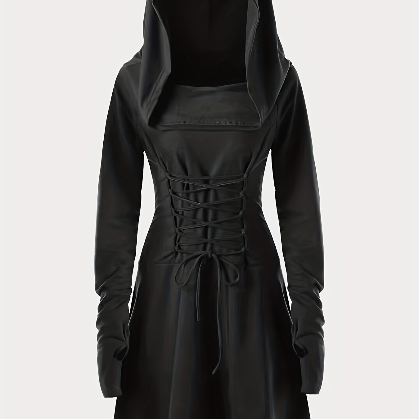 

Gothic Hooded Cosplay Dress, Long Sleeve Dress For Halloween, Party, Performance, Women's Clothing