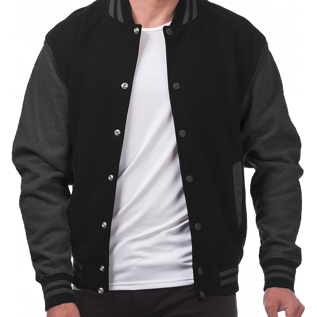 

Men's Baseball Jacket, Long Sleeve Casual Sports Style Jacket For Outdoor Casual, Spring And Fall