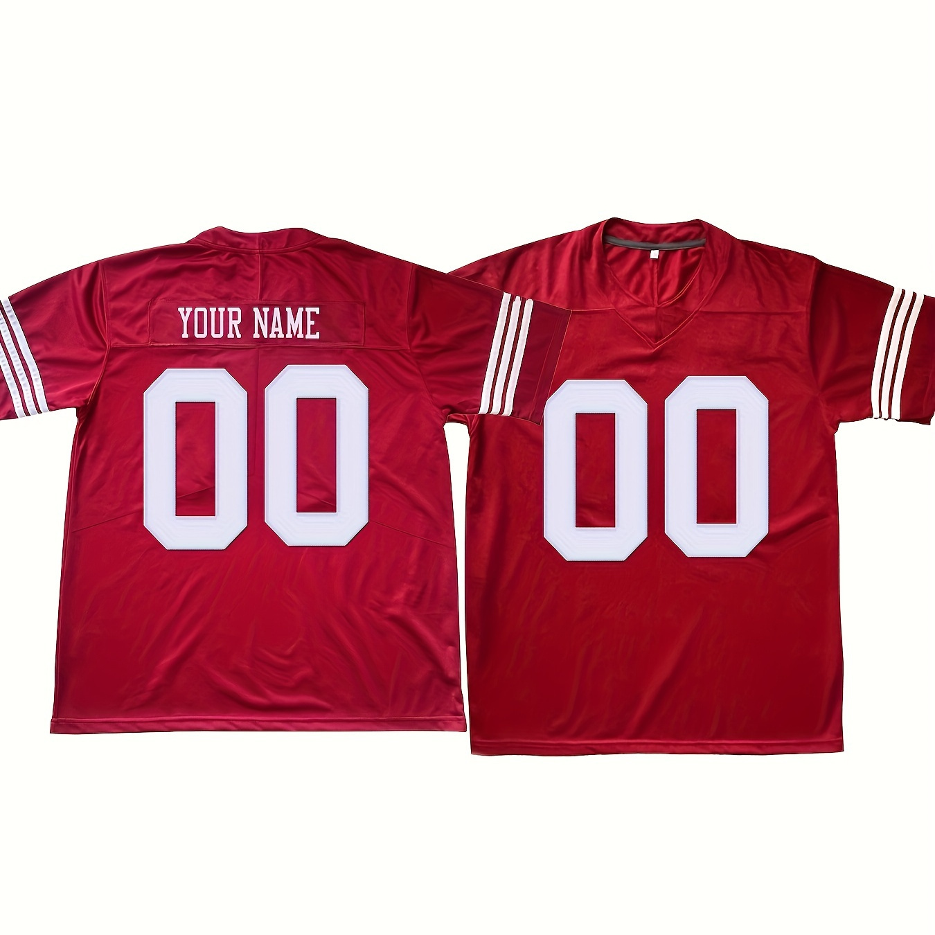 

Customizable Men's Football Jersey: Fashionable And Casual Streetwear With Breathable Knit Fabric - V-neck, Lettering, And Numbering Options For All Seasons