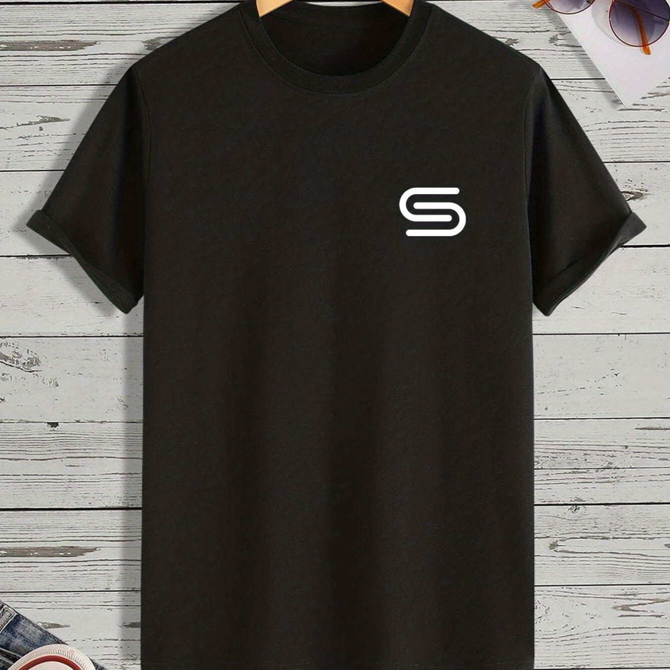 

Stylish Letter S Pattern Print Men's T-shirt, Graphic Tee Men's Summer Clothes, Men's Outfits