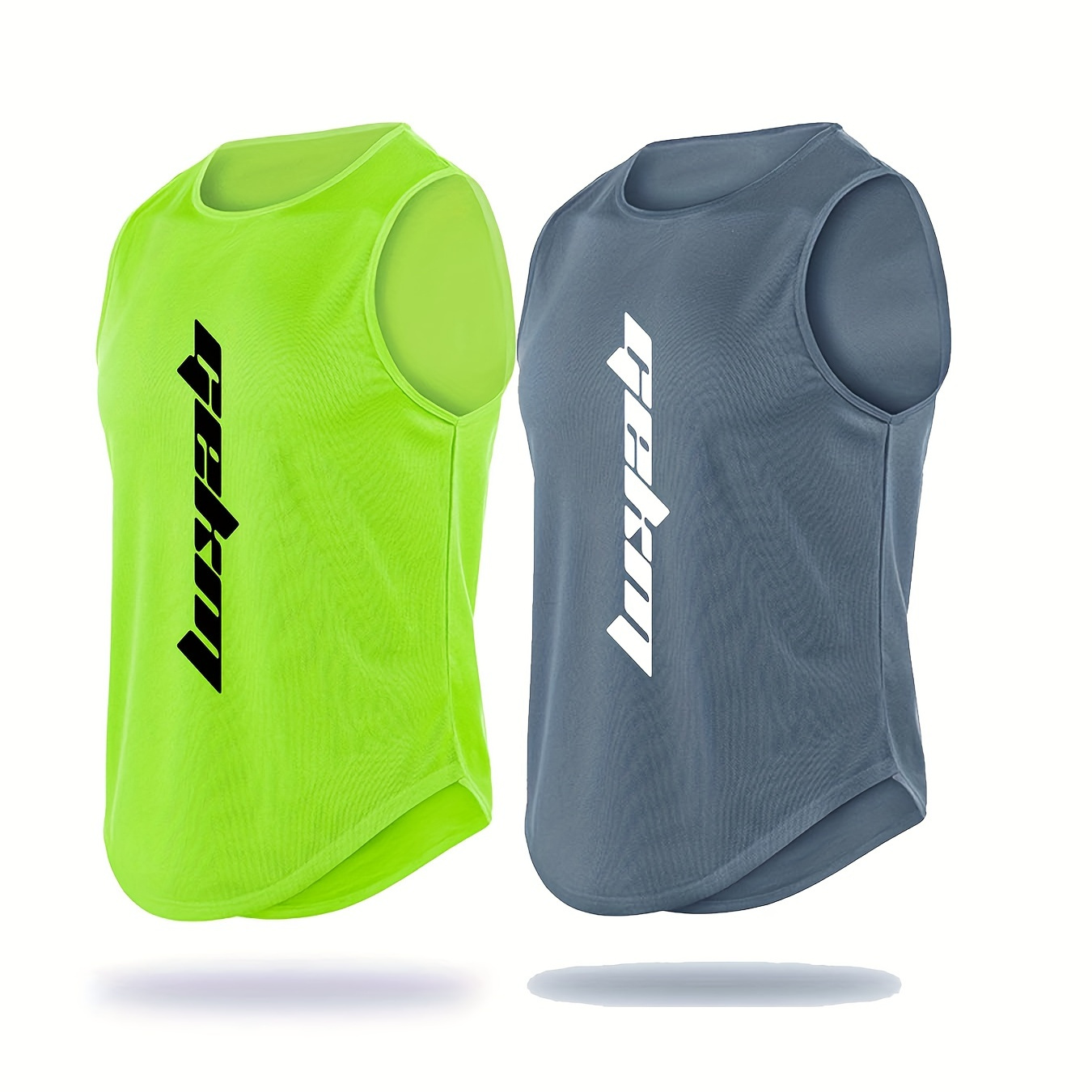 

2pcs Men's Trendy Sleeveless Shirt With Active Slight Stretch, Quick Dry Tank Top For Summer Outdoor
