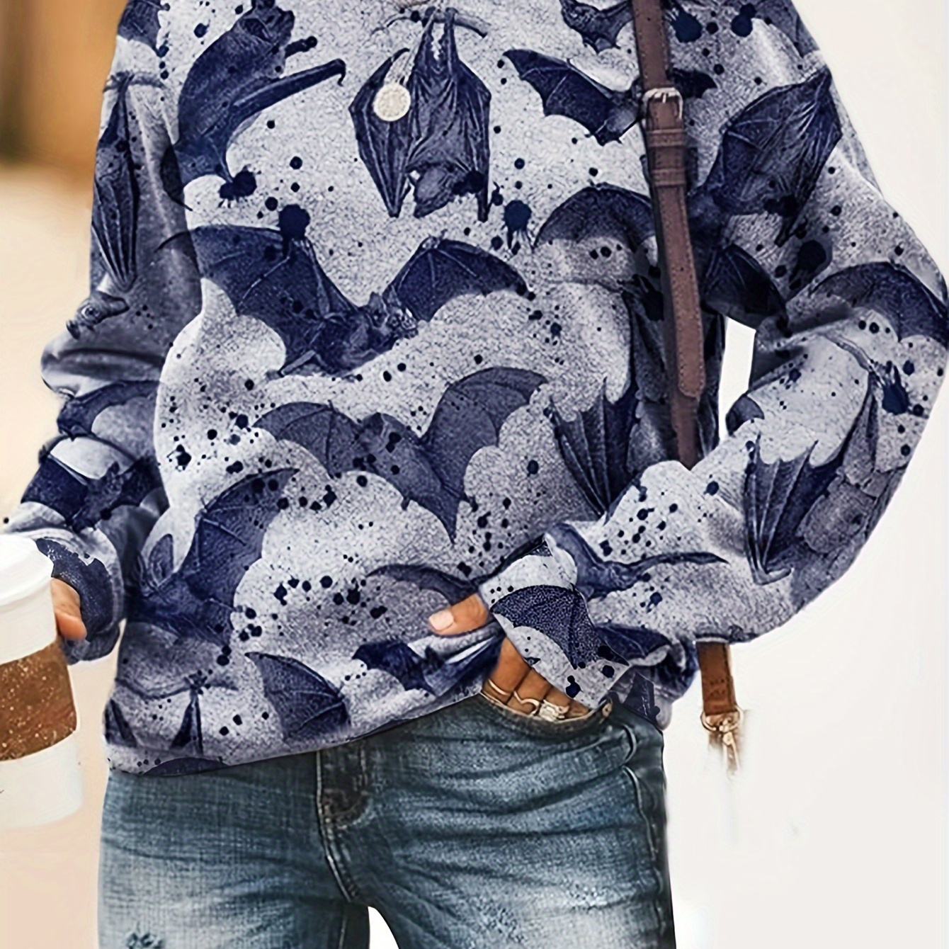 

Fall & Winter Halloween Cozy Letter Print Drop Shoulder Pullover Sweatshirt - Soft, Casual Long Sleeve Crew Neck, Women's Clothing