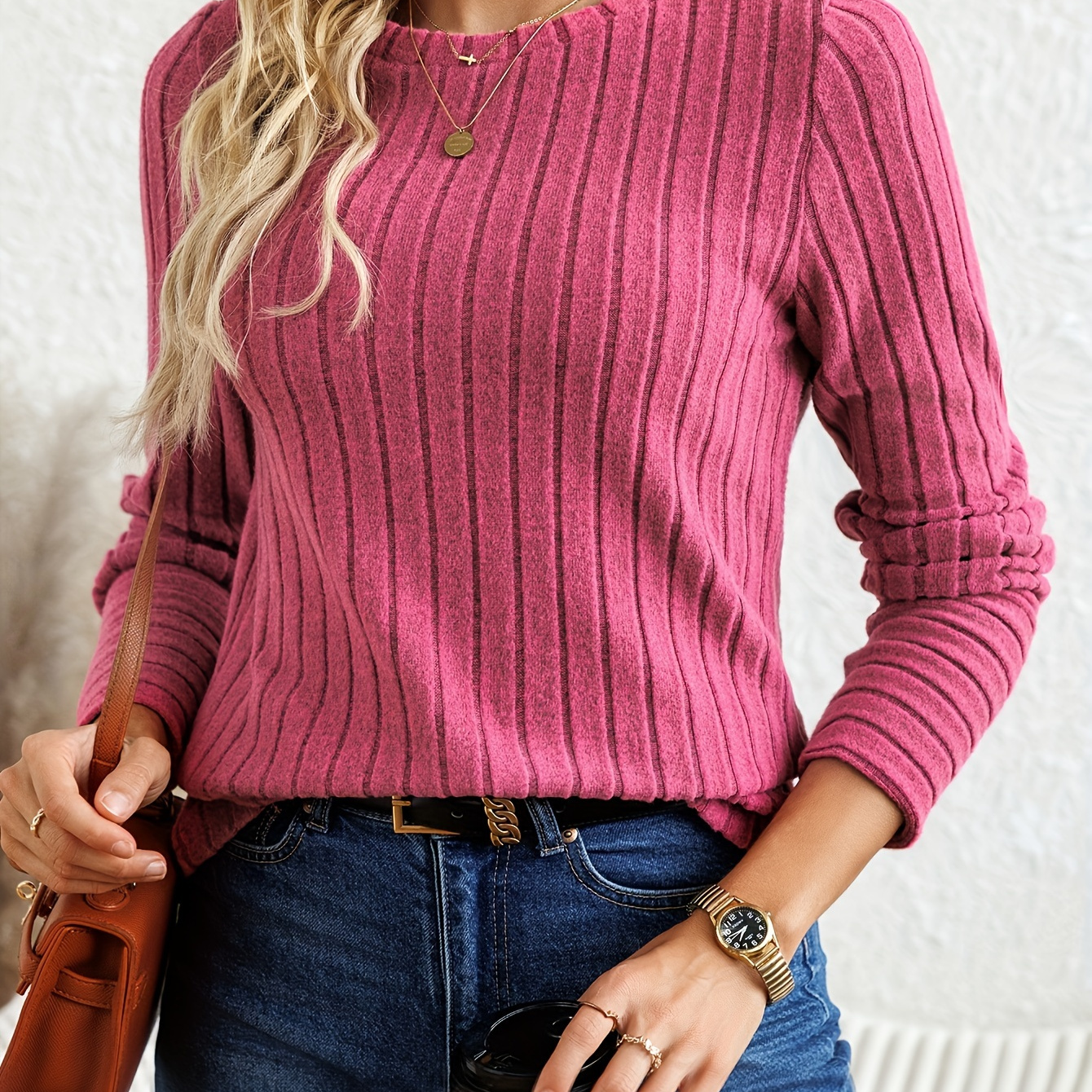 

's Ribbed T- - Long Top For & ,