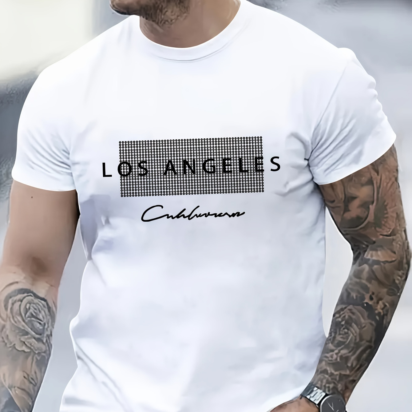 

Los Angeles Print Tee Shirt, Tees For Men, Casual Short Sleeve T-shirt For Summer