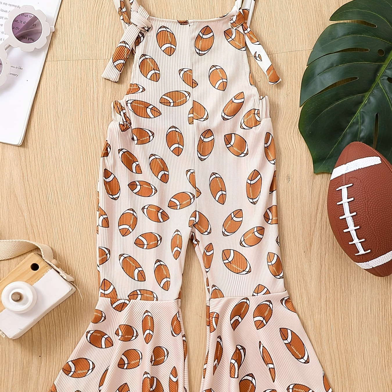 Baby Girls Cute Allover Rugby Graphic Print Overalls Clothes