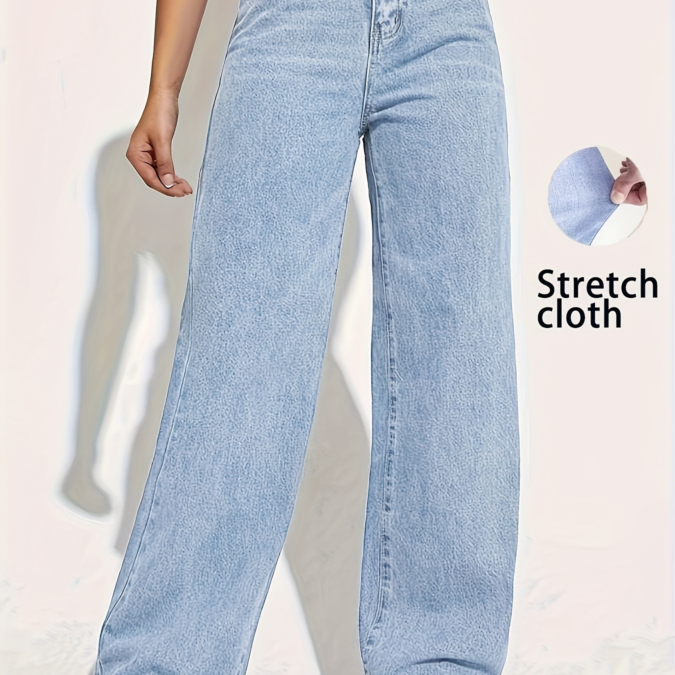 

Women' Stretch Denim Jeans, Viscose 68%, Polyester 25%, Casual Solid Color, Mid-waist Long Length, Regular Fit, Zipper Fly, No Belt, Woven Fabric, 415g/m² - Cpuy Brand