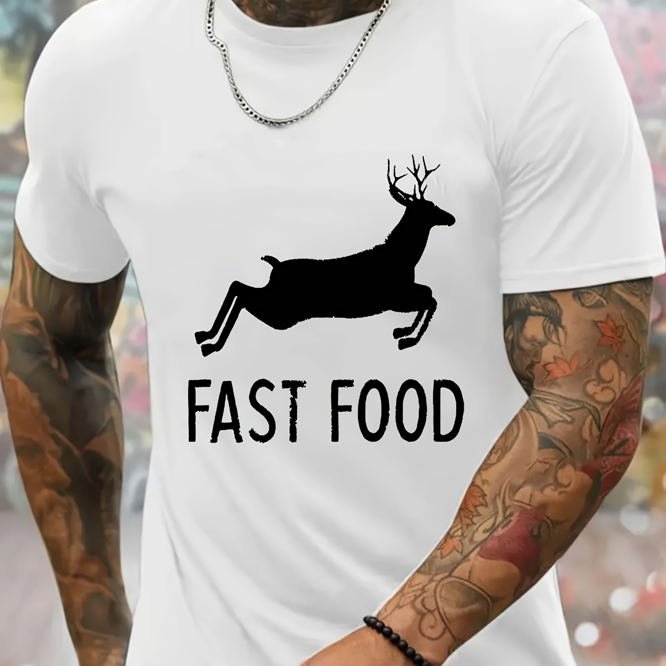 

Fast Food Funny Printed Men's Short-sleeve T-shirt, Can Be Worn In Summer, Comfortable And Breathable