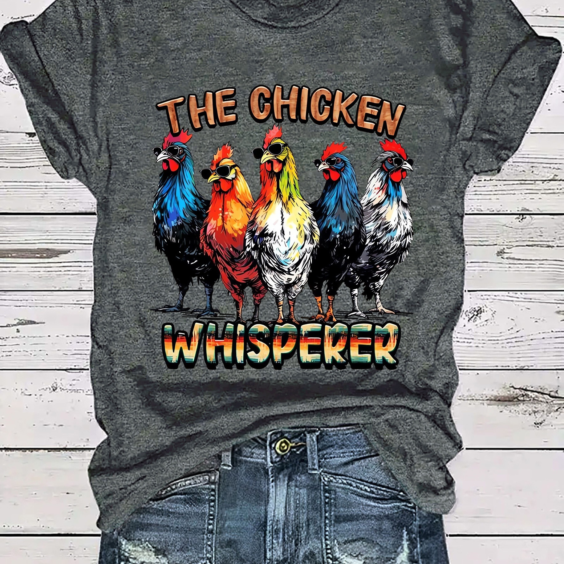 

Chicken Neck T-shirt, Casual Short Sleeve Top For , Women's Clothing