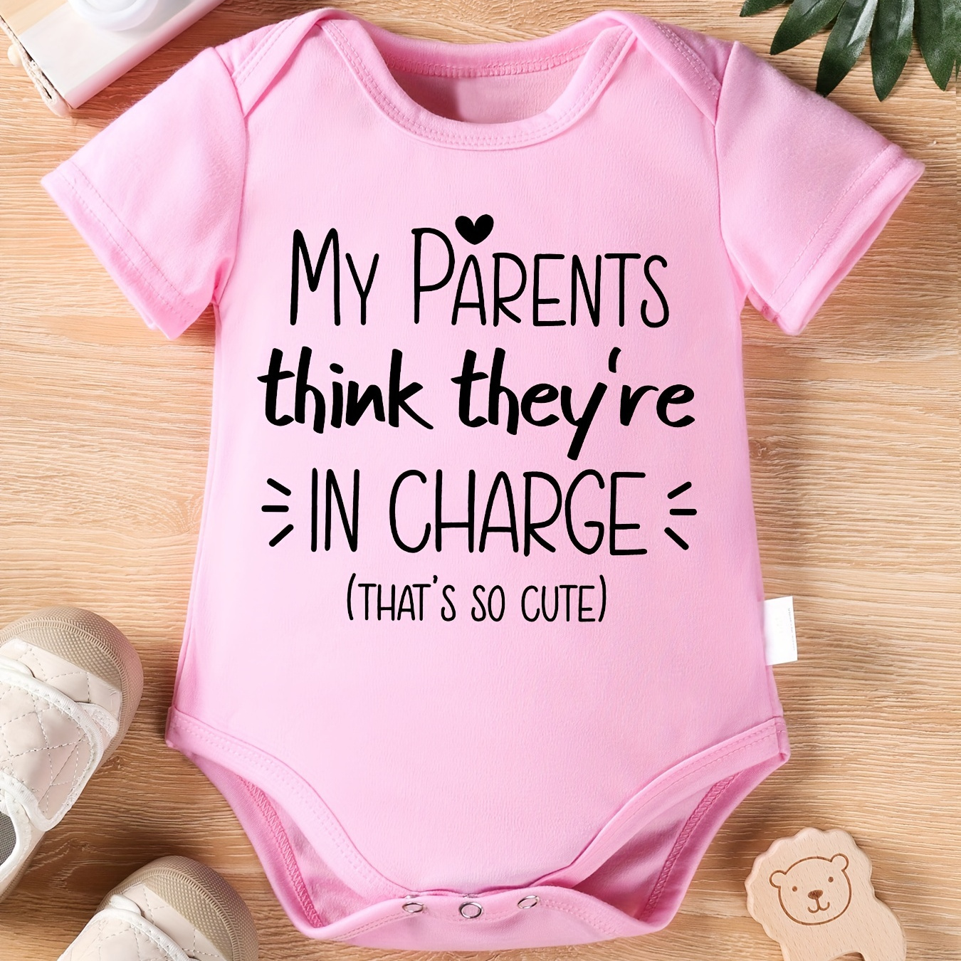 

Baby Girls Triangle Onesie My Parents Think They're In Charge (that's So Cute) Print Newborn Baby Cute Short Sleeve Romper Bodysuit