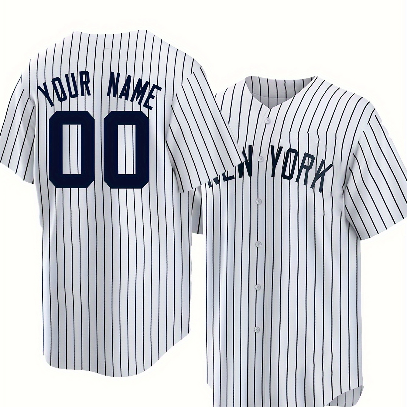 

Men's Striped Baseball Jersey With Customized Name And Number, Comfy Top For Summer Sport