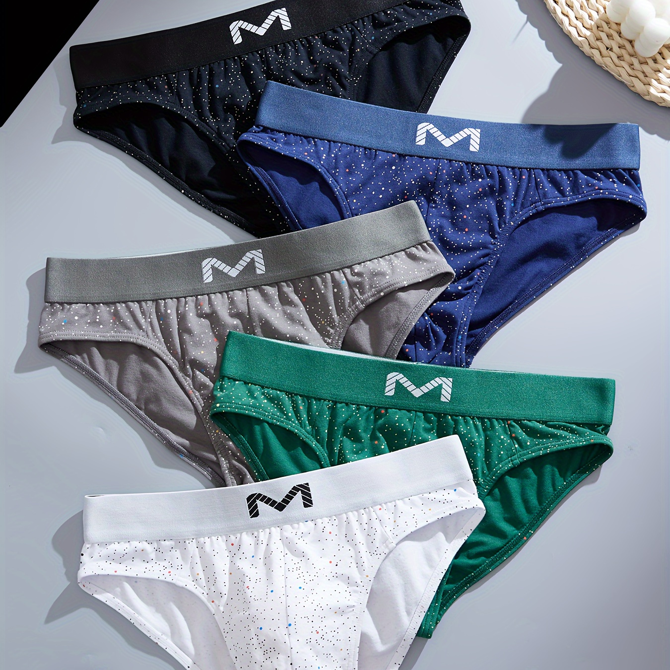 

Stylish Multi-color Series - 5 Pcs Men's Starry Stretchy Triangle Briefs - Comfy & Antibacterial Cotton Underwear Set