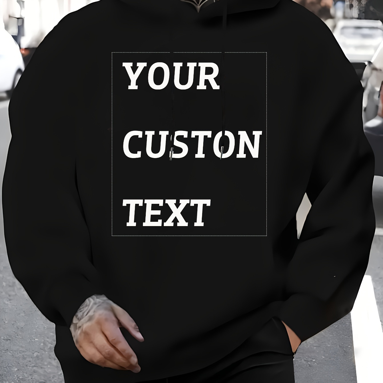 

Customizable, Your Custon Text, Personalized Design, Men's Casual Hooded Sweatshirt With Drawstring And Pockets, Slightly Fabric, Comfortable, Great Gift