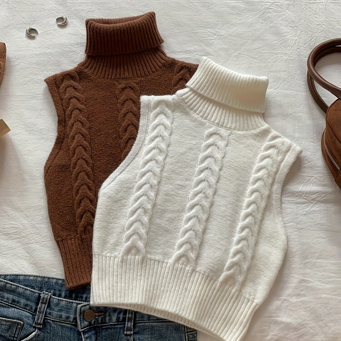 

Wealth-attracting Women's Knitted Turtleneck Vest Sweater