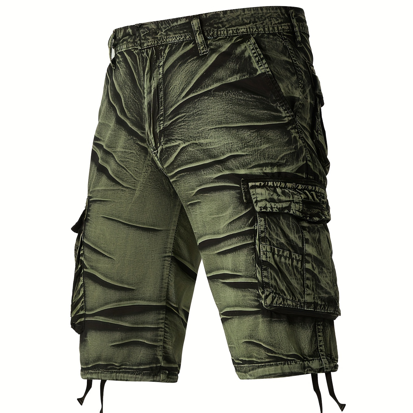 

Camo Pattern Cotton Breathable Men's Embroidery Cargo Short Pants, Lightweight Flap Pocket Loose Trendy Shorts, Men's Work Pants Outdoors For Hiking Fishing